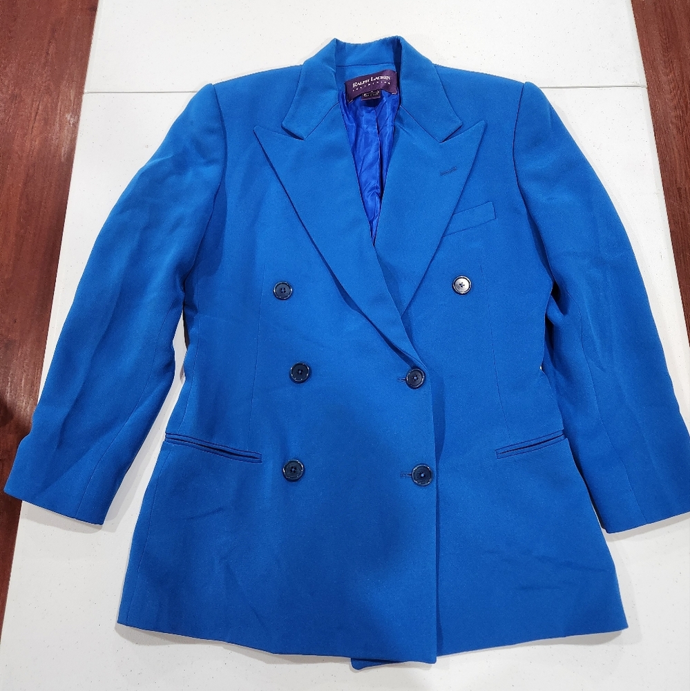 Ralph Lauren Purple Label Collection Blue Double-Breasted Blazer